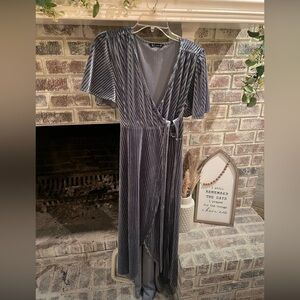 Gray Striped Wrap Dress